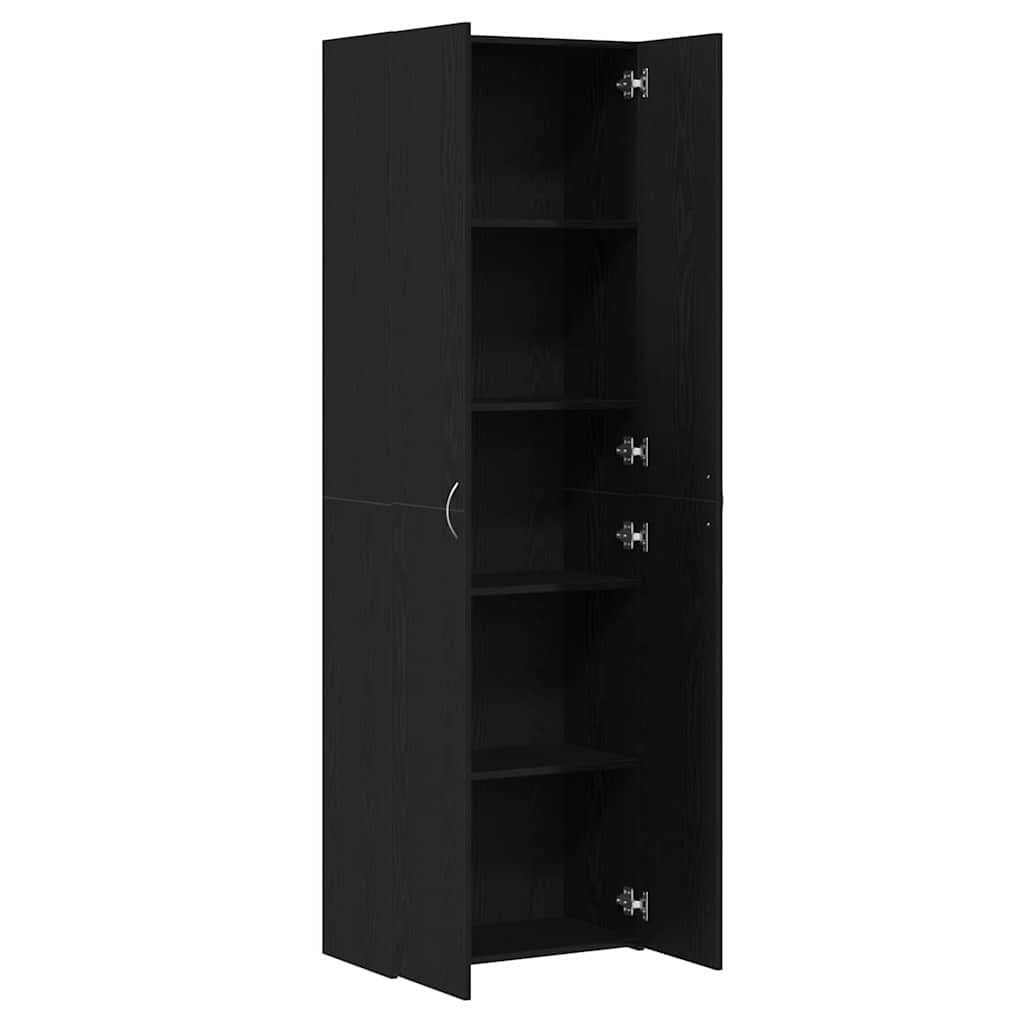 Biuro Spinta Juoda 60x32x190 cm Išdirbtas Medis