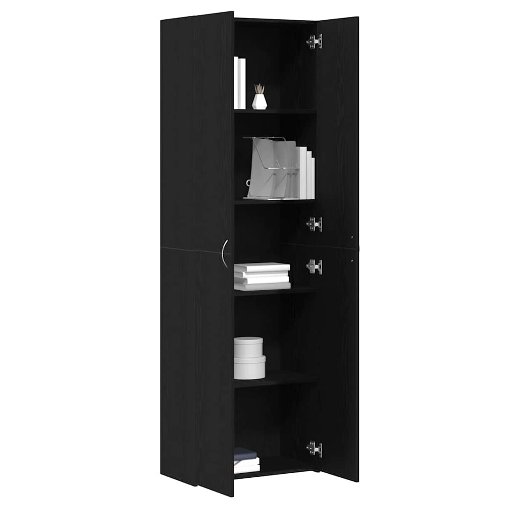 Biuro Spinta Juoda 60x32x190 cm Išdirbtas Medis