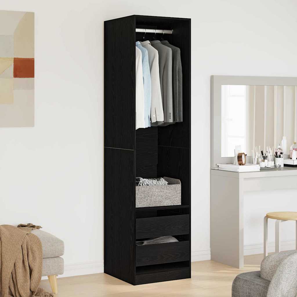 Black wardrobe 50x50x200 cm made of ecological wood