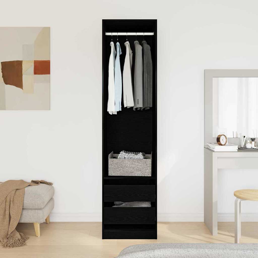 Black wardrobe 50x50x200 cm made of ecological wood