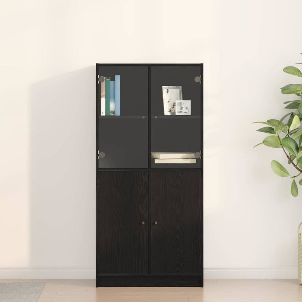 Large Black Door Buffer 68x37x142 cm Engineered Wood
