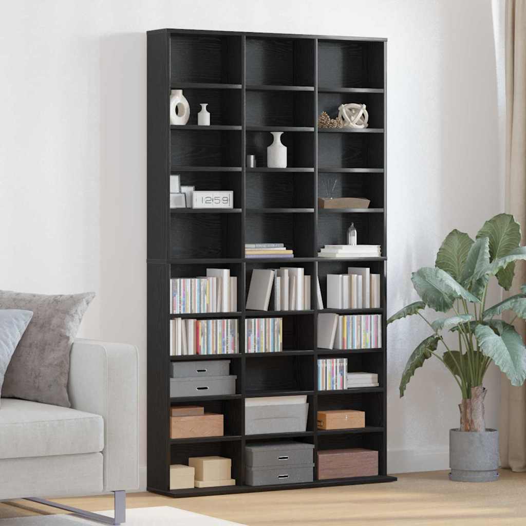 CD spintelė juoda ąžuolo 101 x 23 x 177.5 cm Apdirbta mediena