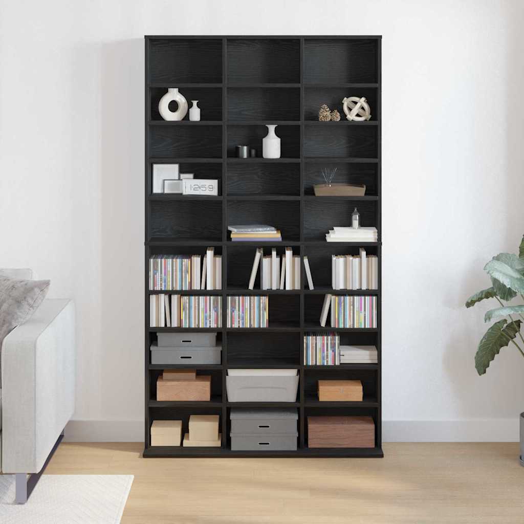 CD spintelė juoda ąžuolo 101 x 23 x 177.5 cm Apdirbta mediena