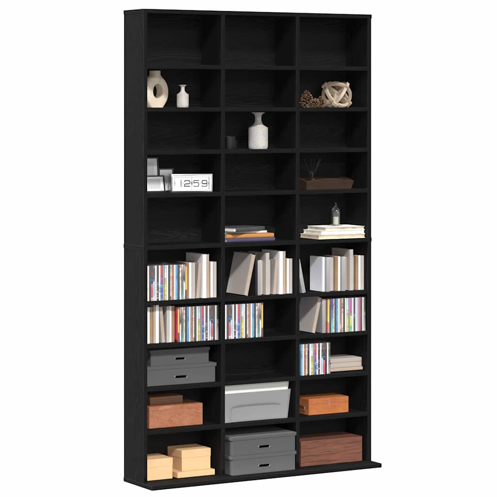 CD spintelė juoda ąžuolo 101 x 23 x 177.5 cm Apdirbta mediena