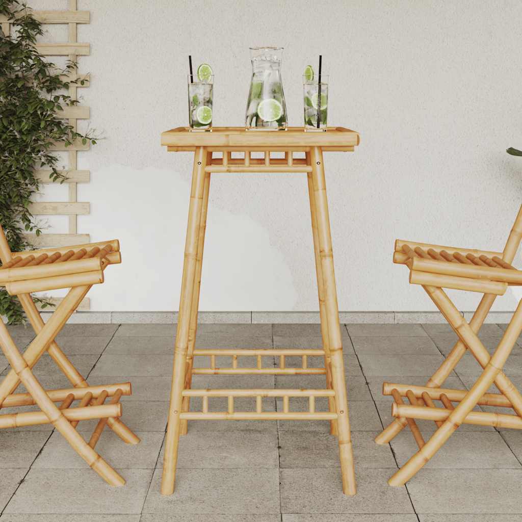 Lauko baro stalas, kvadratinis, 55x55x100cm, bambukas