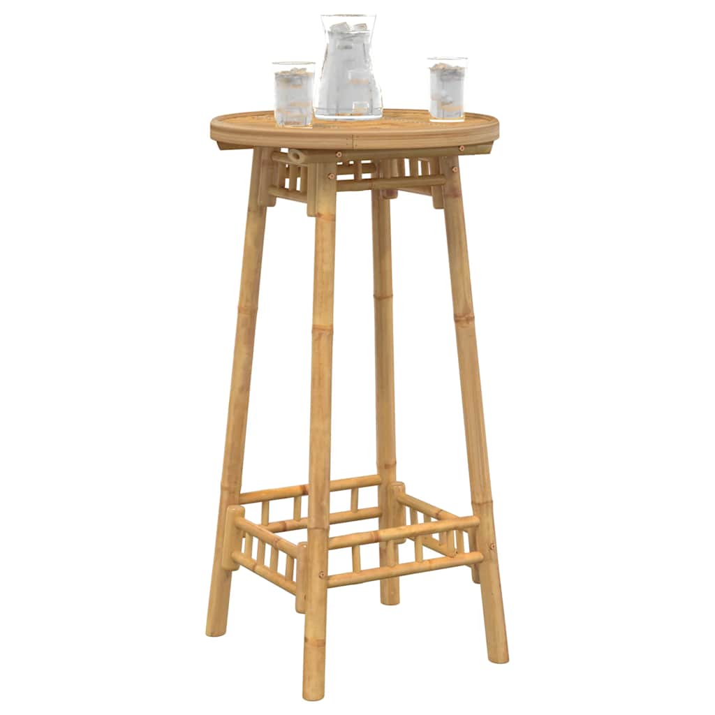 Lauko baro stalas, apvalus, Ø55x100 cm, bambukas, Ø55x100 cm