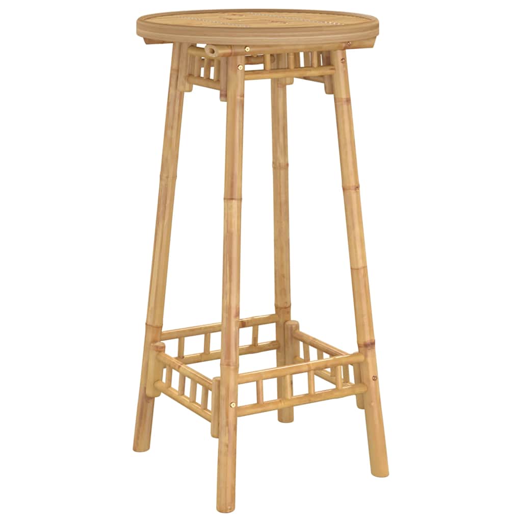 Lauko baro stalas, apvalus, Ø55x100 cm, bambukas, Ø55x100 cm