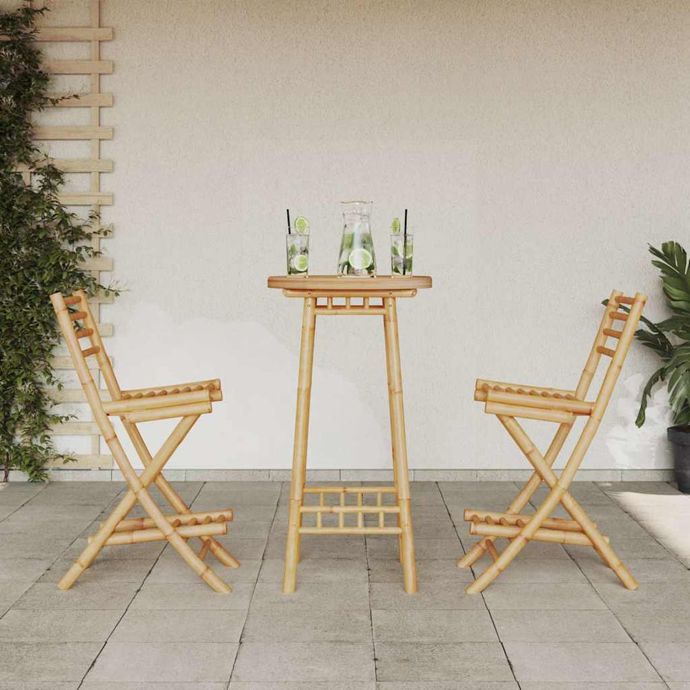 3 dalių lauko baro komplektas, sulankstomas, bambukas