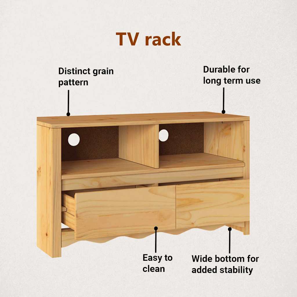 TV Spintelė "DRAMMEN" 99x43x55 cm iš Kietos Pušies Medienos