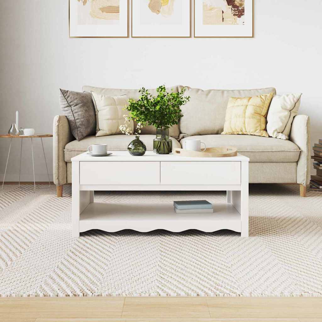 Kavos staliukas "DRAMMEN" Baltas 99x55x45 cm Kietas pušies medis