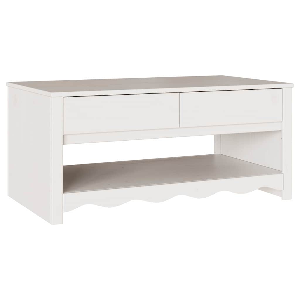Kavos staliukas "DRAMMEN" Baltas 99x55x45 cm Kietas pušies medis