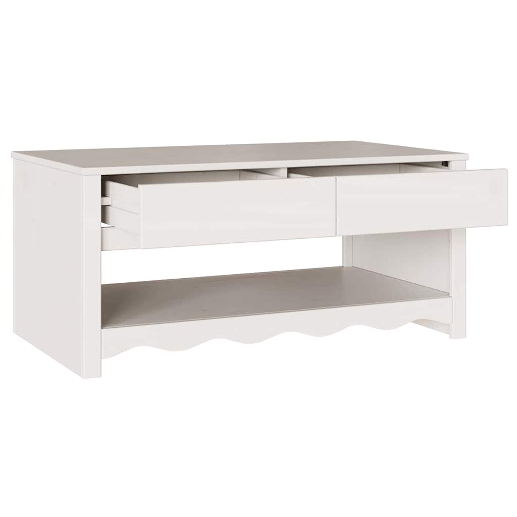 Kavos staliukas "DRAMMEN" Baltas 99x55x45 cm Kietas pušies medis