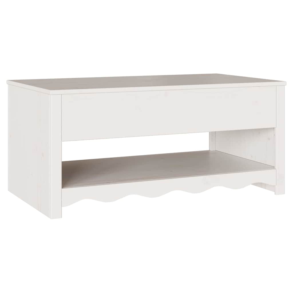 Kavos staliukas "DRAMMEN" Baltas 99x55x45 cm Kietas pušies medis