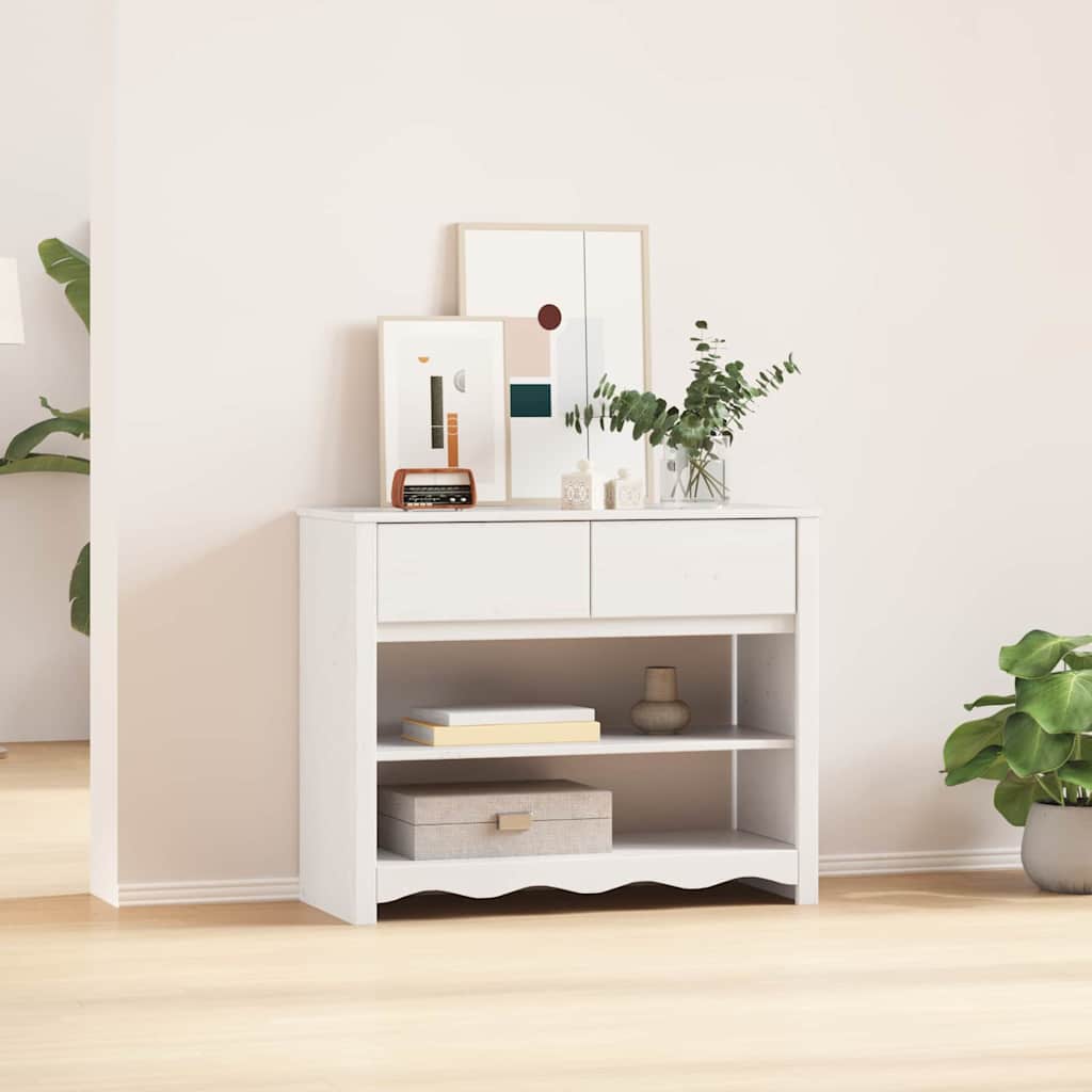 Konsolinis stalas "DRAMMEN" Baltas 89,5x37x73 cm Iš kietos pušies