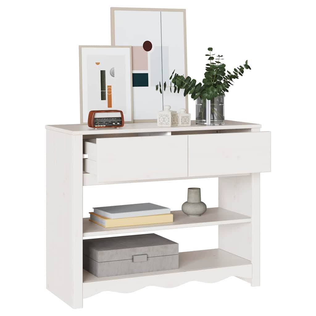 Konsolinis stalas "DRAMMEN" Baltas 89,5x37x73 cm Iš kietos pušies