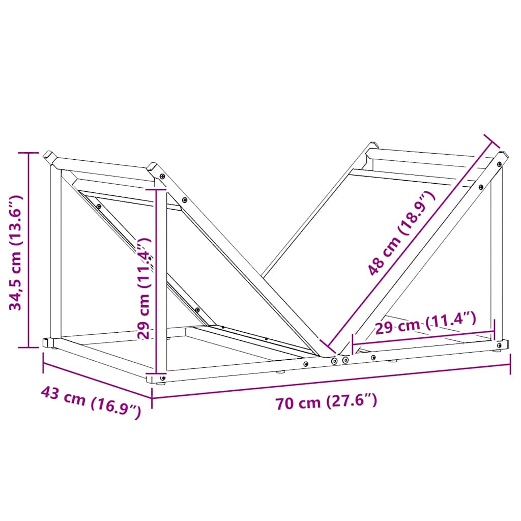 Firewood rack, 70x43x34.5 cm, cold-rolled steel