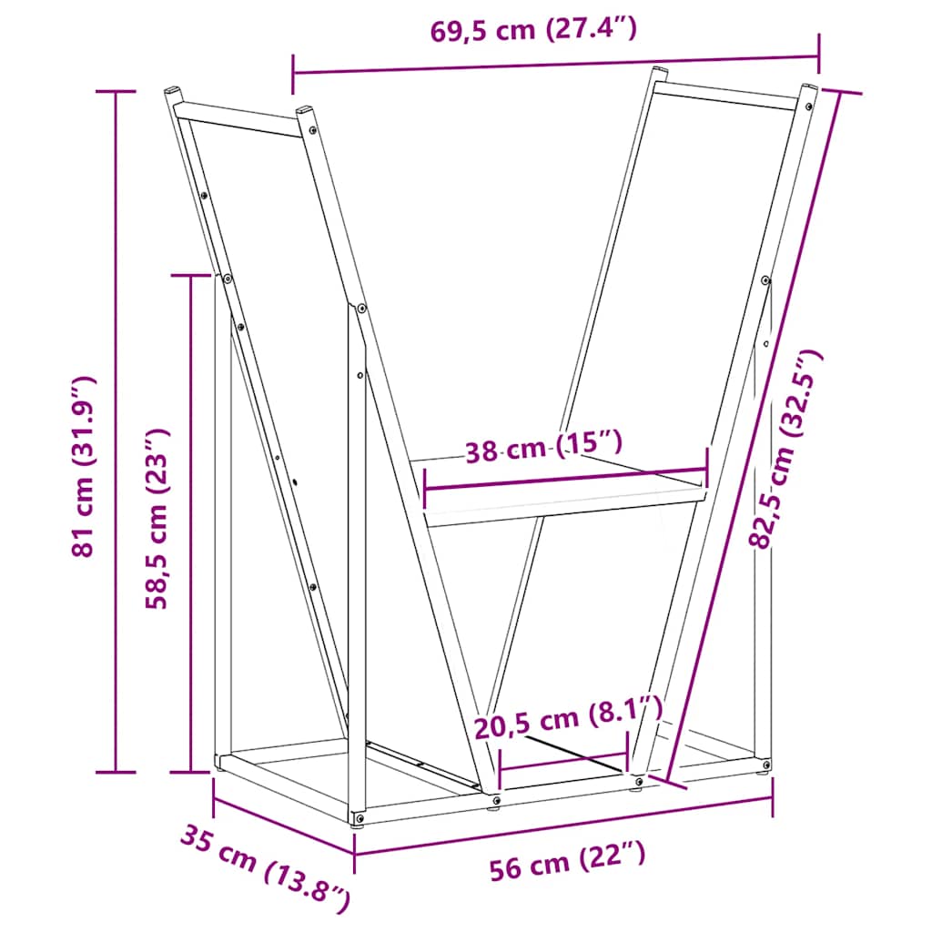 Log rack, 69.5x35x81 cm, cold-rolled steel