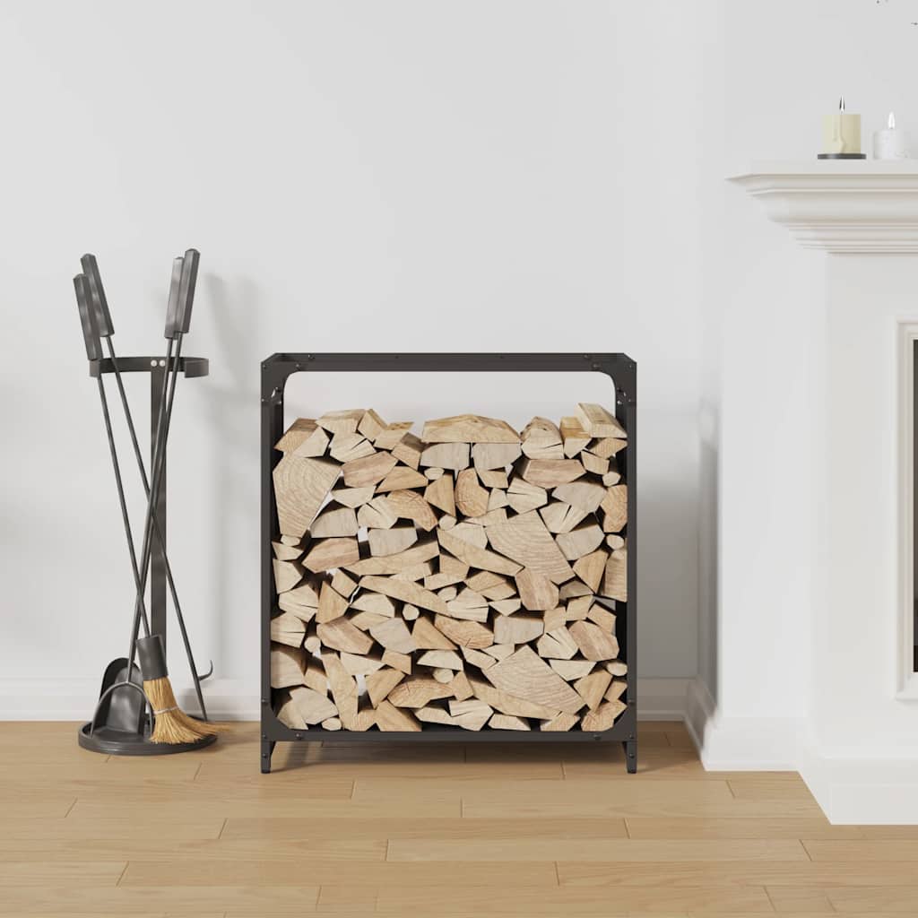 Firewood rack, black, 60x28x65 cm, cold-rolled steel