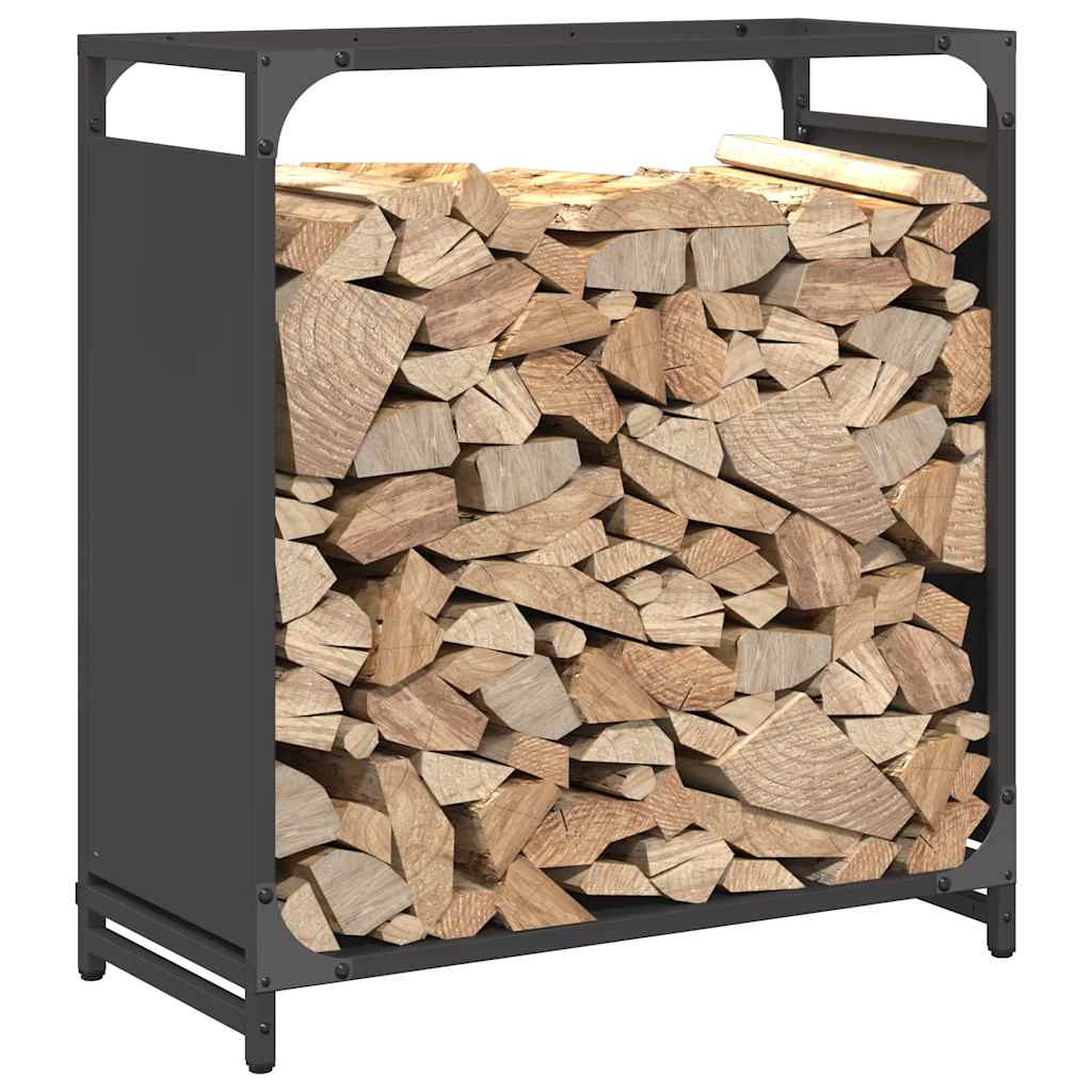 Firewood rack, black, 60x28x65 cm, cold-rolled steel