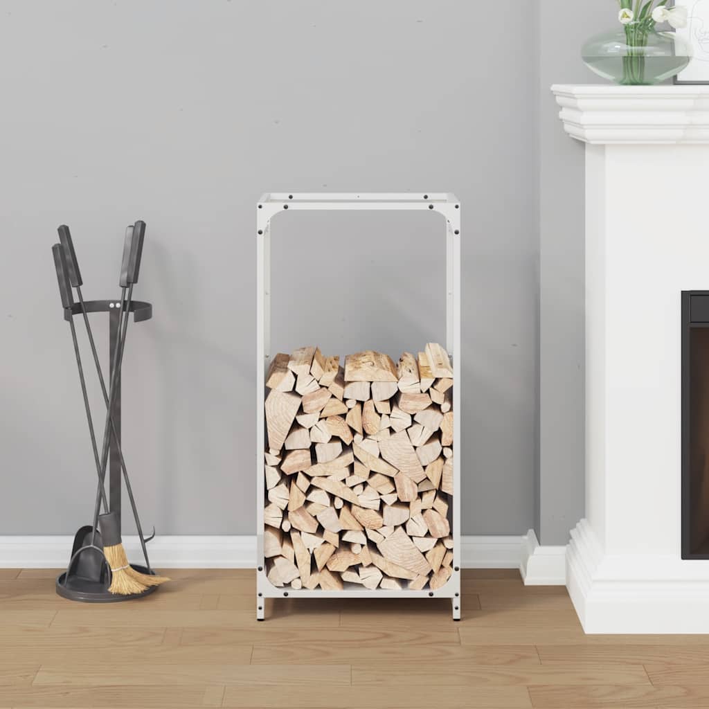 Firewood rack, white, 44x28x90 cm, cold-rolled steel