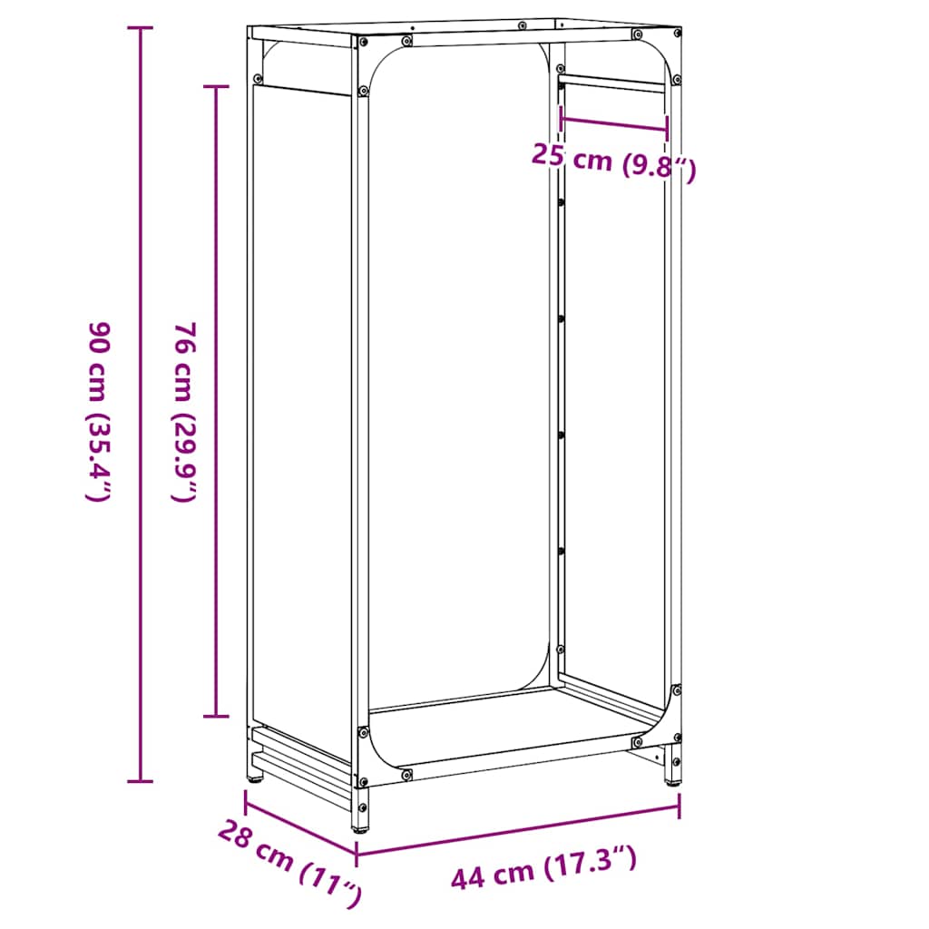 Firewood rack, white, 44x28x90 cm, cold-rolled steel