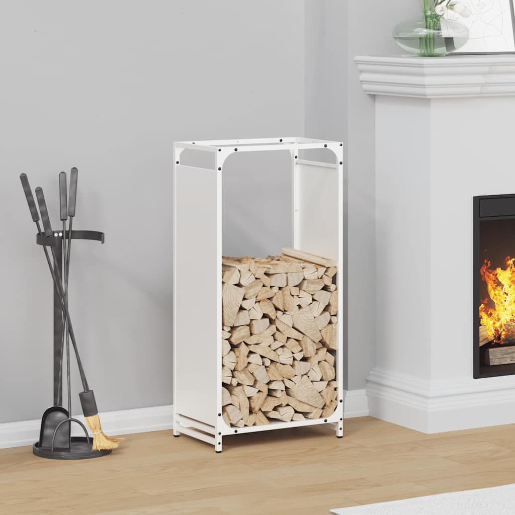 Firewood rack, white, 44x28x90 cm, cold-rolled steel