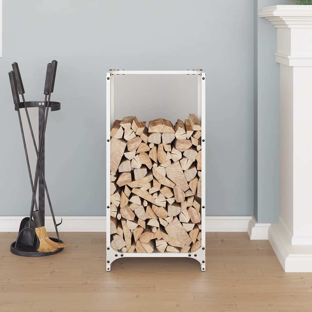 Firewood rack, white, 40x30x80 cm, cold-rolled steel