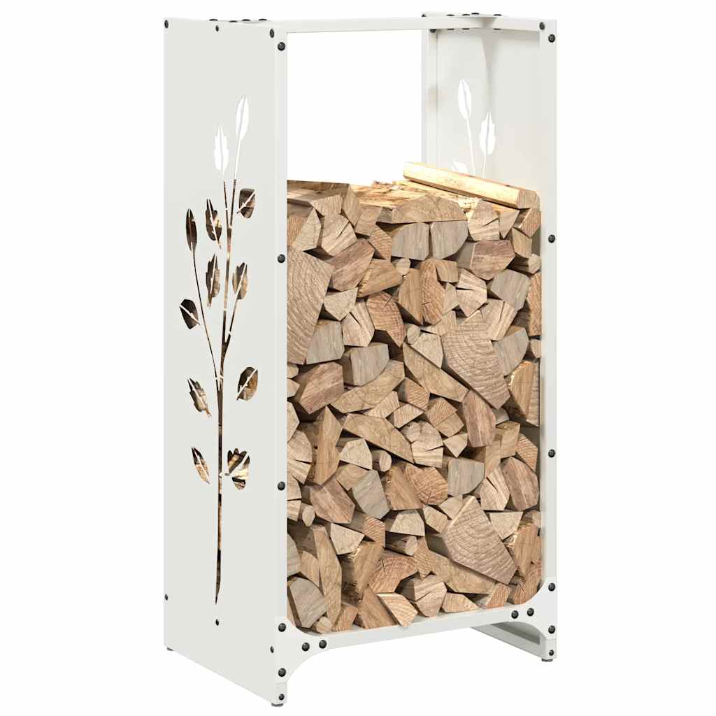 Firewood rack, white, 40x30x80 cm, cold-rolled steel