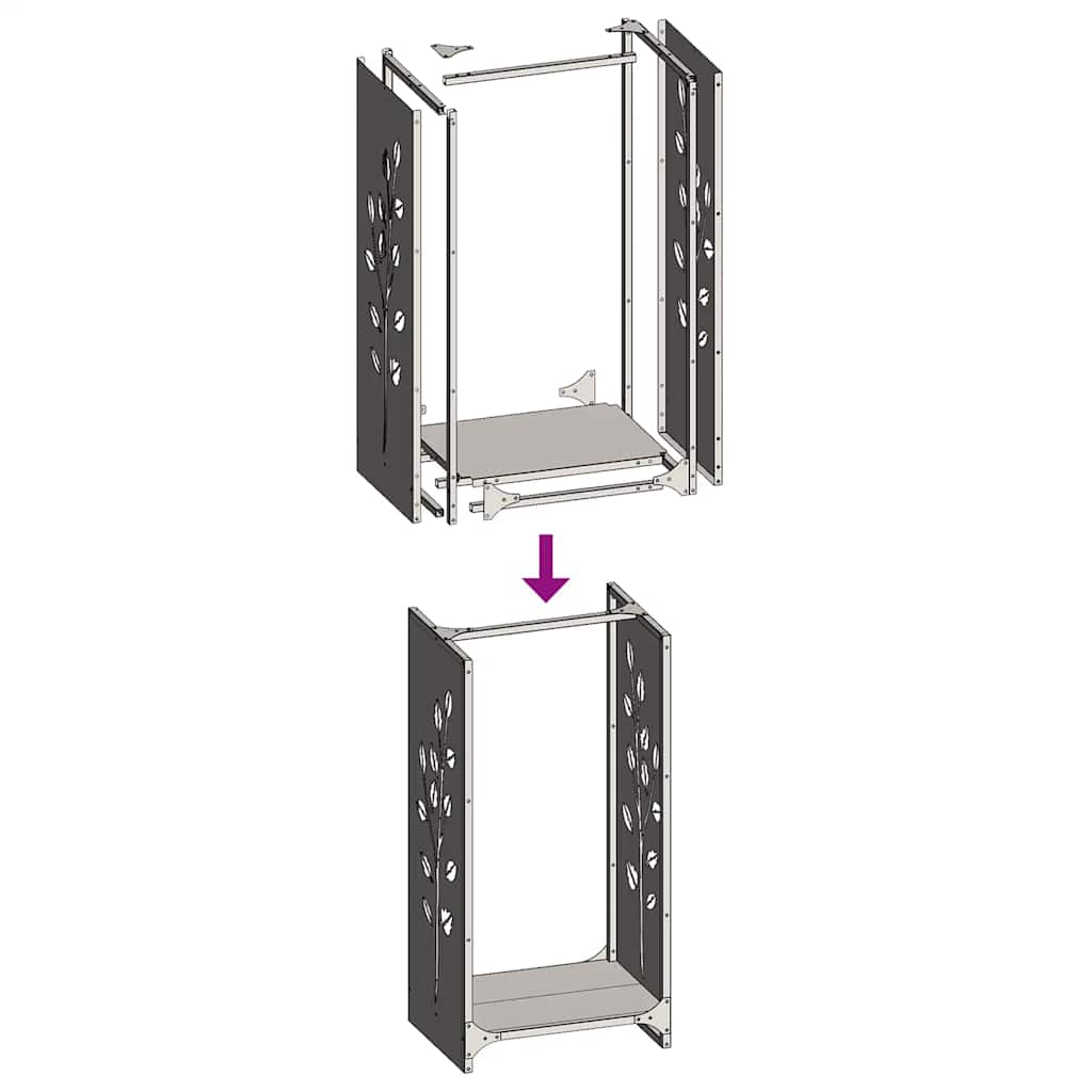 Firewood rack, white, 40x30x80 cm, cold-rolled steel