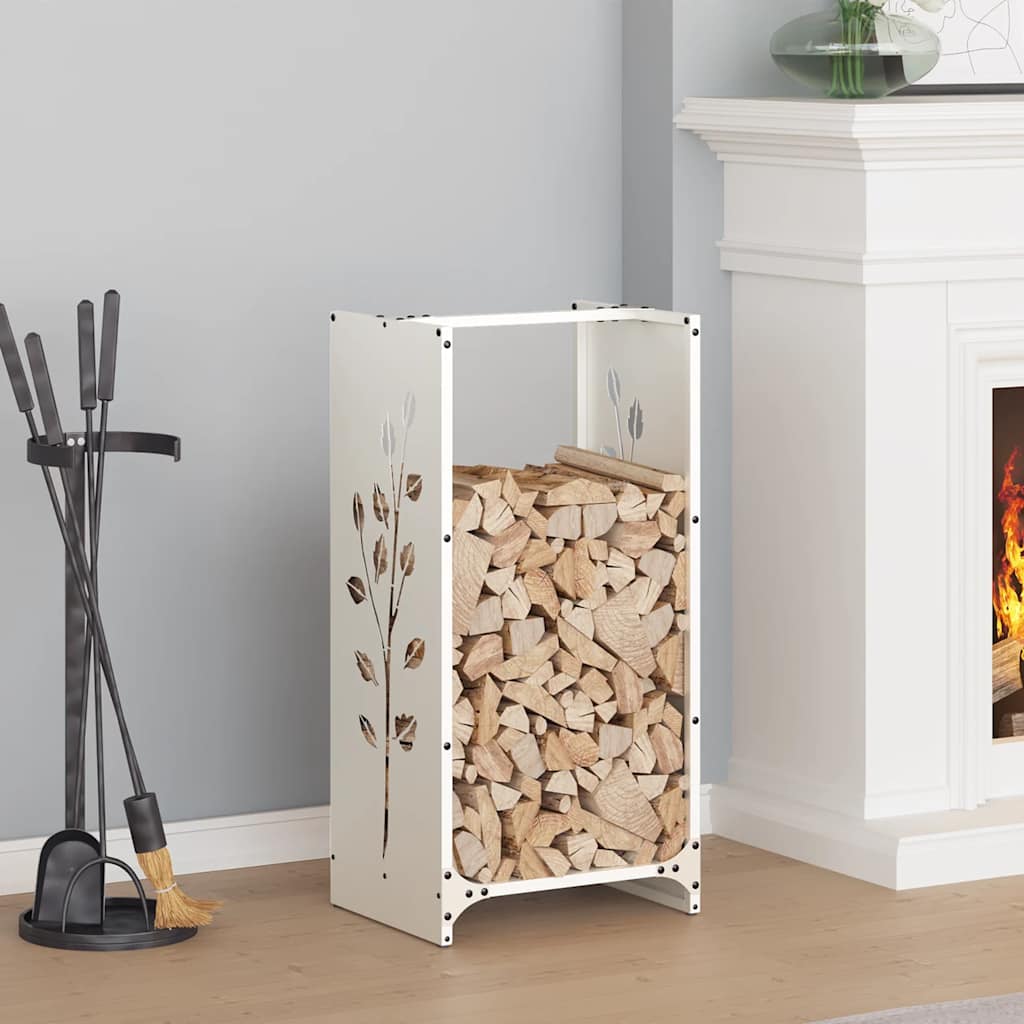 Firewood rack, white, 40x30x80 cm, cold-rolled steel