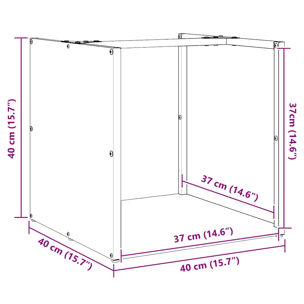 Firewood rack, 40x40x40 cm, stainless steel