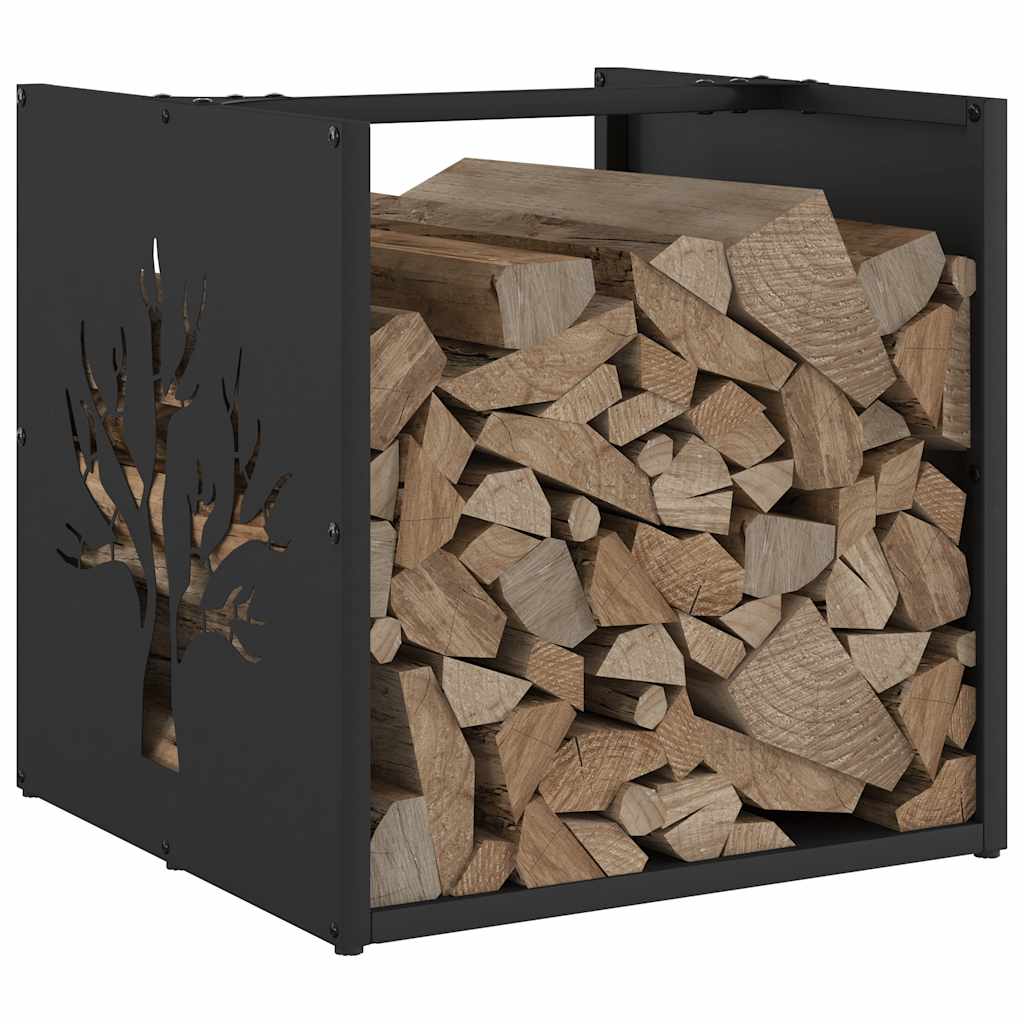 Log holder, black, 40x40x40 cm, cold-rolled steel