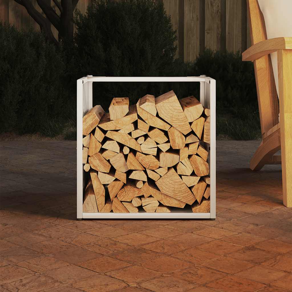 Firewood rack, white, 40x40x40 cm, cold-rolled steel
