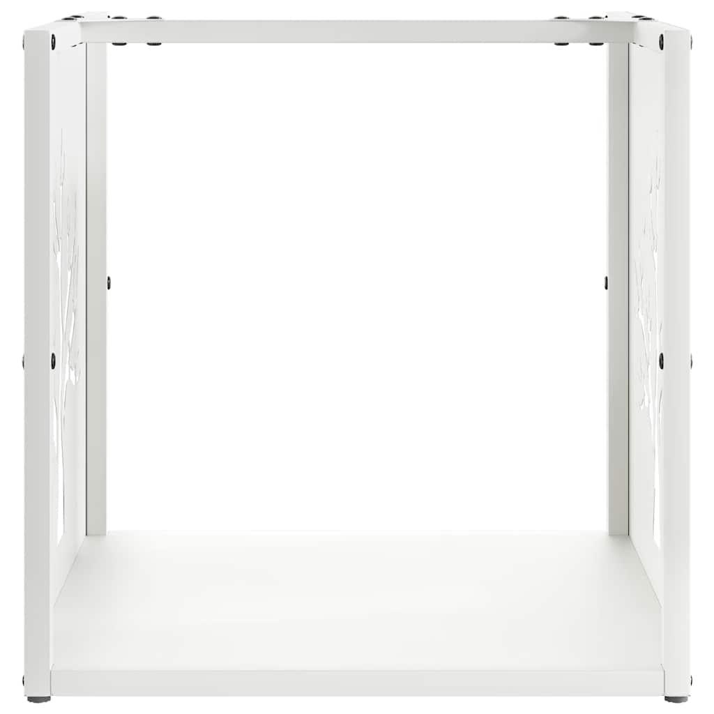 Firewood rack, white, 40x40x40 cm, cold-rolled steel