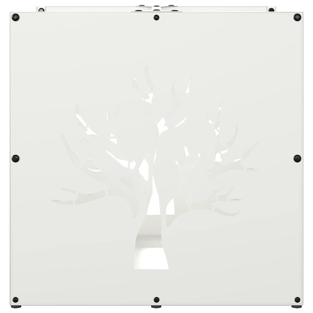 Firewood rack, white, 40x40x40 cm, cold-rolled steel