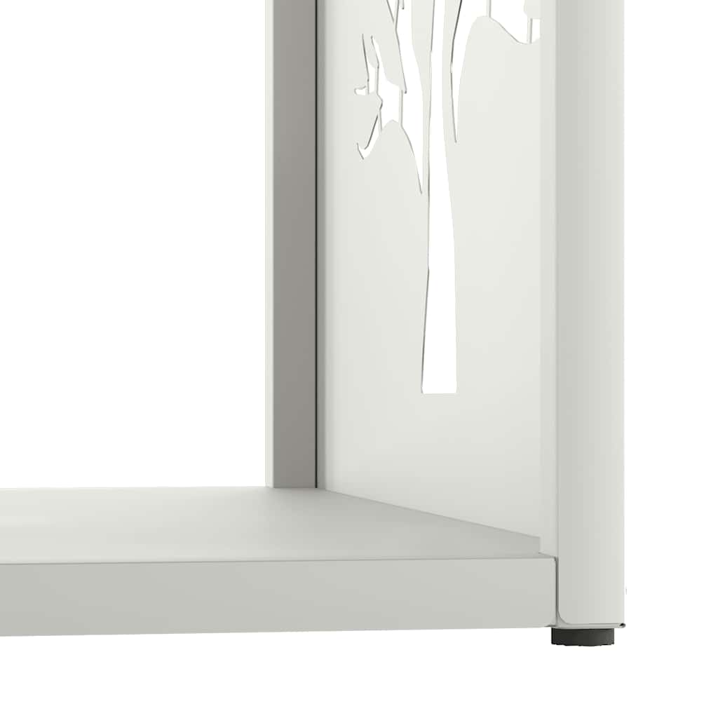 Firewood rack, white, 40x40x40 cm, cold-rolled steel