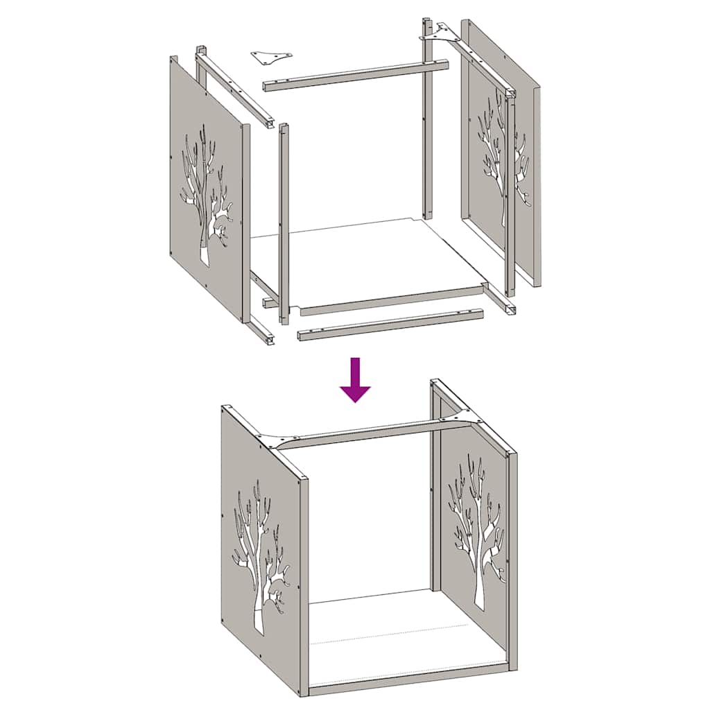 Firewood rack, white, 40x40x40 cm, cold-rolled steel