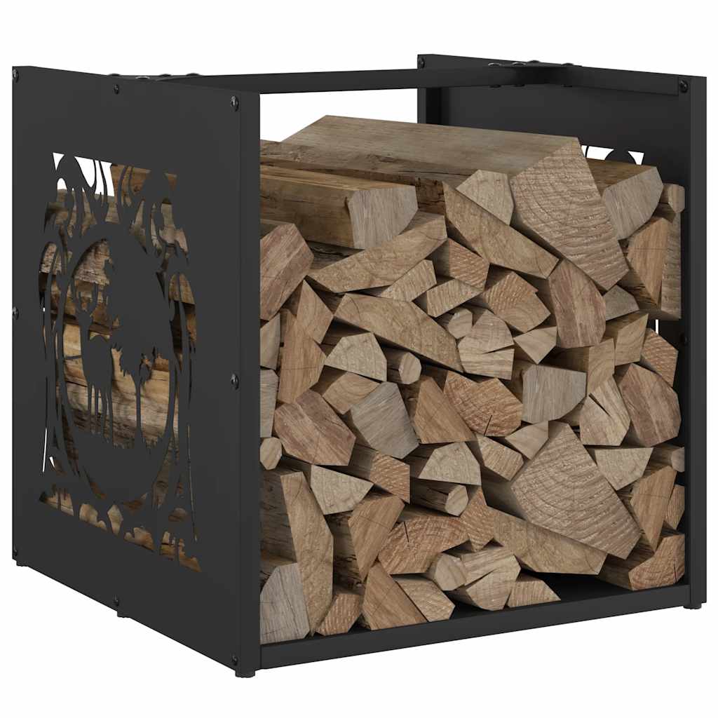 Log holder, black, 40x40x40 cm, cold-rolled steel