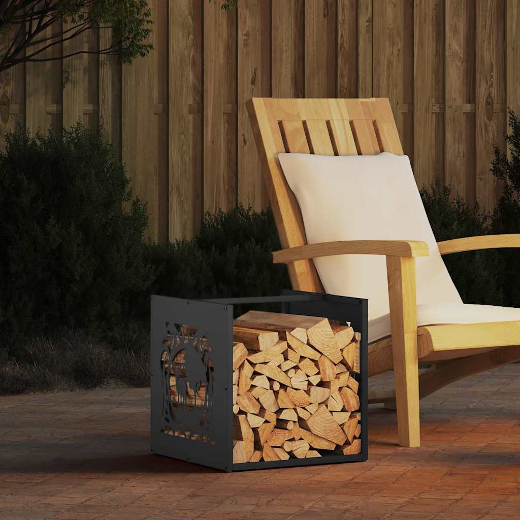Log holder, black, 40x40x40 cm, cold-rolled steel
