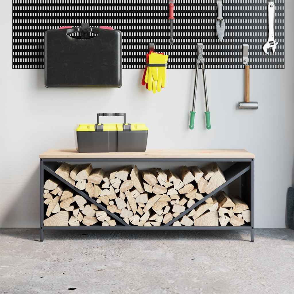 Firewood rack with wooden top, anthracite, 100.5x35.5x40 cm