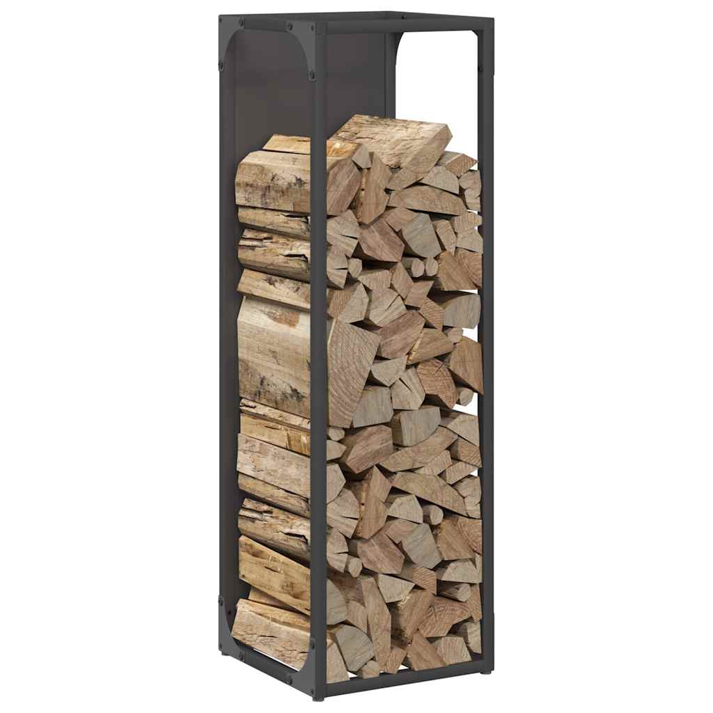 Log Rack Black 25x25x80 cm Cold-rolled steel