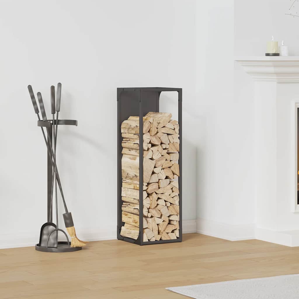 Log Rack Black 25x25x80 cm Cold-rolled steel