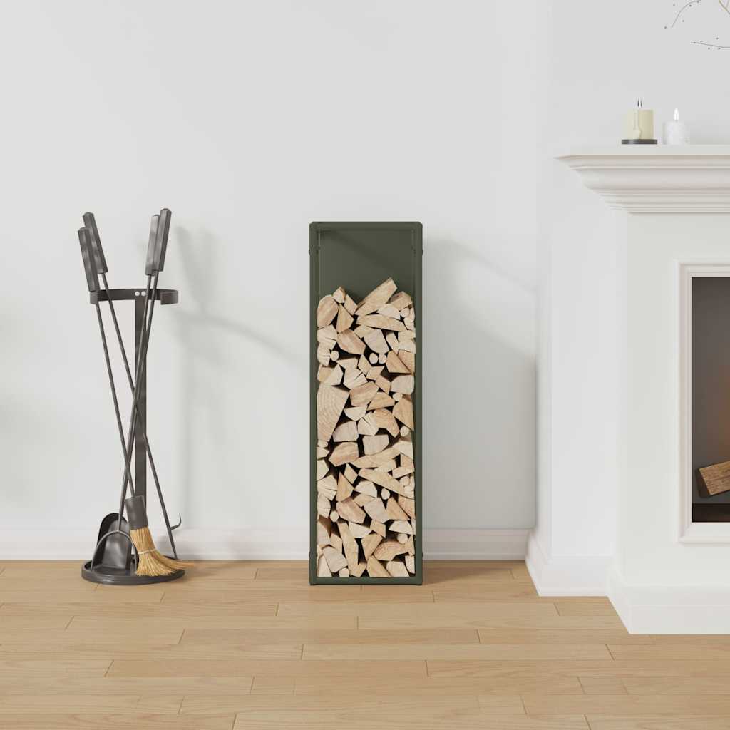 Log rack Olive Green 25x25x80 cm Cold rolled steel