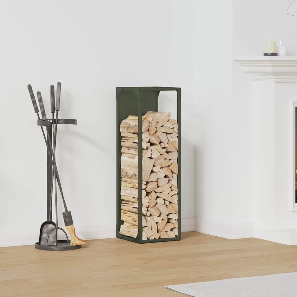 Log rack Olive Green 25x25x80 cm Cold rolled steel