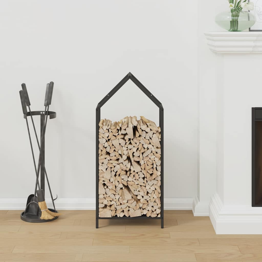 Log rack, black, 40x25x90 cm, cold-rolled steel