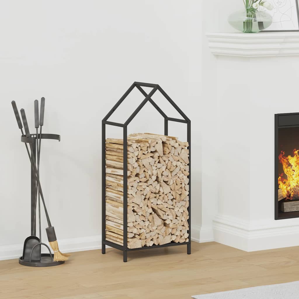 Log rack, black, 40x25x90 cm, cold-rolled steel