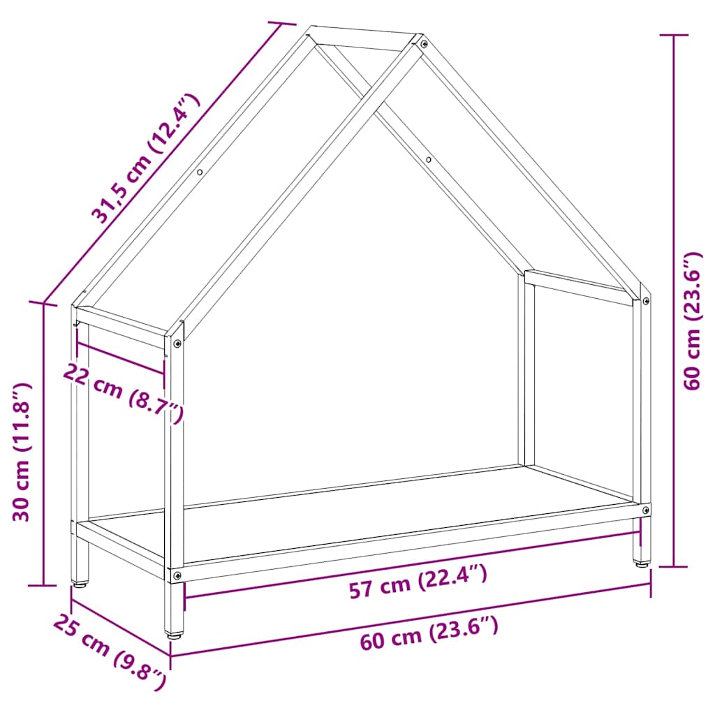 Malkų lentyna Juoda 60x25x60 cm Šaltai valcuotas plienas