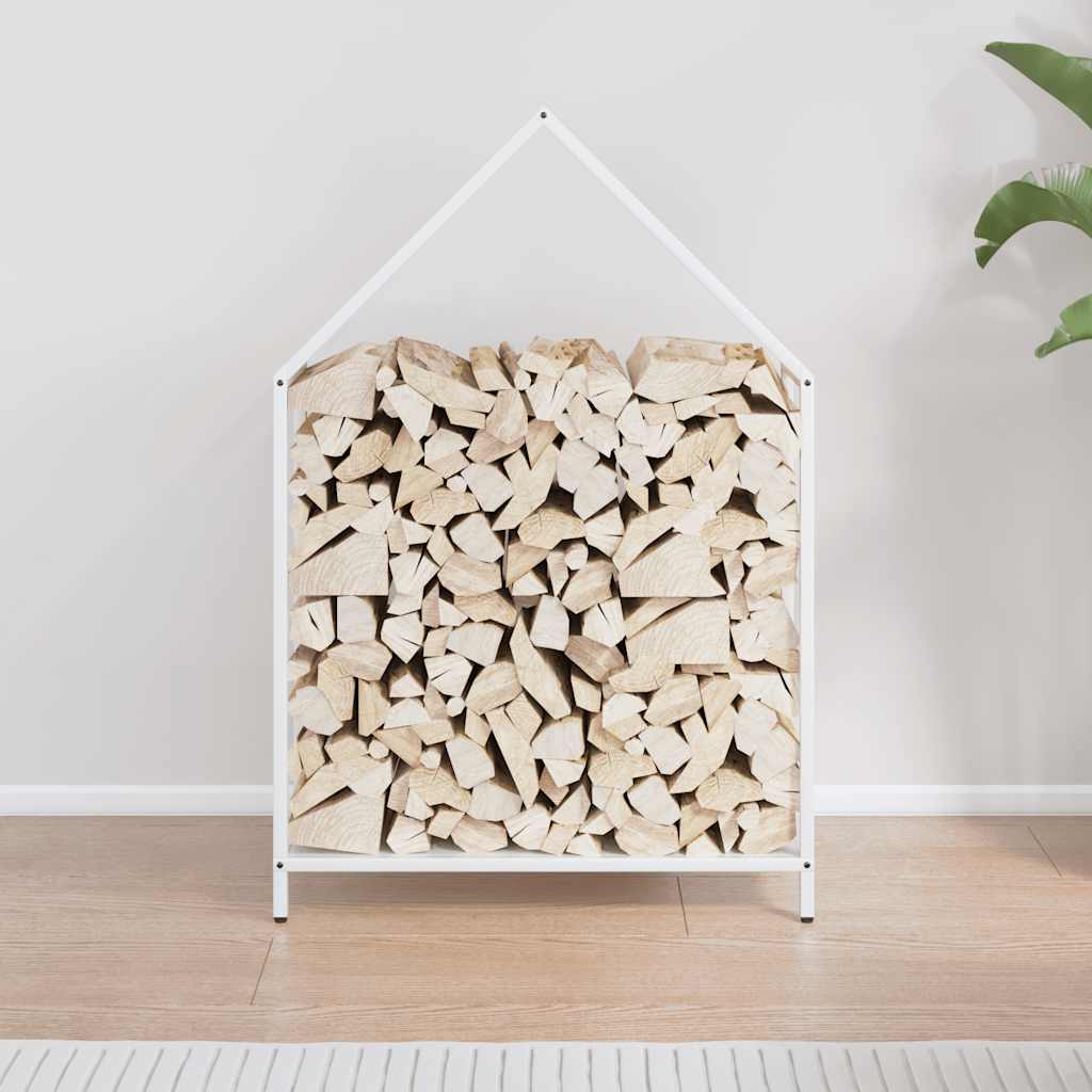 Log rack, white, 60x25x90 cm, cold-rolled steel