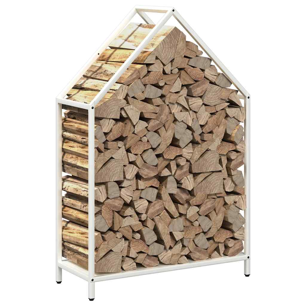 Log rack, white, 60x25x90 cm, cold-rolled steel