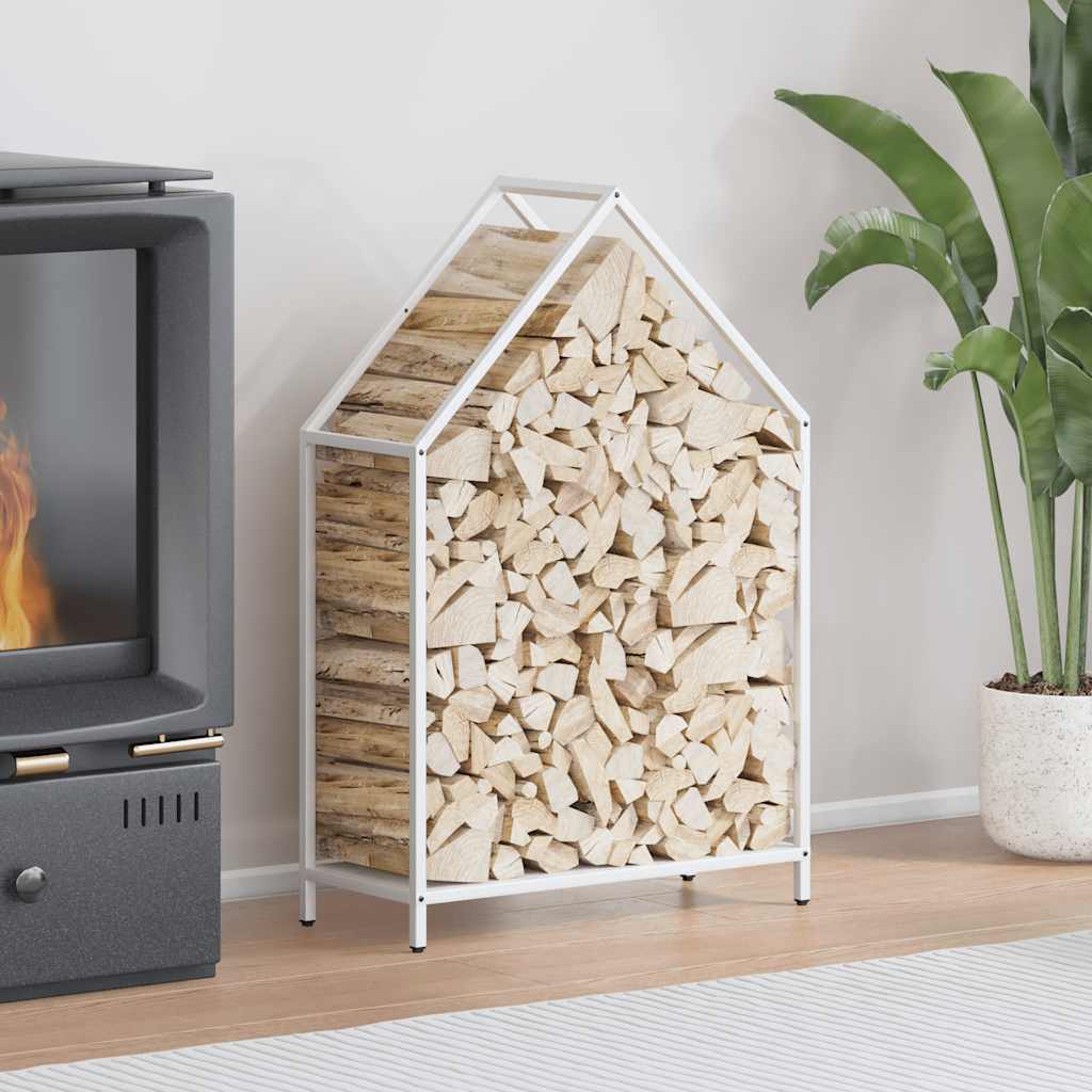 Log rack, white, 60x25x90 cm, cold-rolled steel